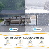 EROMMY 12x25 FT Carport Storage Shed 2-in-1, Heavy Duty Car Port with Galvanized Metal Frame, Base-Reinforced Enclosed Storage Shelter, Extended Coverage for Trucks, Cars & All Vehicles, Gray EROMMY