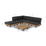 POLY & BARK Celenza Modular Corner Sectional Set with Coffee Table–Outdoor Sectional in Acacia Wood and Powder‑Coated Steel with Weather‑Resistant Cushions–Stylish Patio Lounge for Family and Guests POLY & BARK