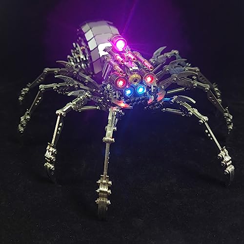 KonHaovF Spider 3D Metal Puzzles for Adults with Light, DIY 3D Metal Model Kits to Build for Adults with Tool, Desktop Model Kits Building Toys for Teens