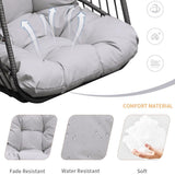 MOJIA Egg Chair with Stand and Oxford Cover, 450lbs Capacity Patio Wicker Hanging Swing Chair Indoor Outdoor with UV Resistant Cushion and Foldable Seat Basket Mojia
