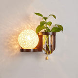 RXPVUXE Wooden Wall Sconce Clear Glass Tube Wall Lamp Modern Net Cage Wall Light with Pull Switch, Globe Retro Wall Sconces Wooden Nordic Wall Lighting Fixture for Bedroom Living Room, E27 RXPVUXE