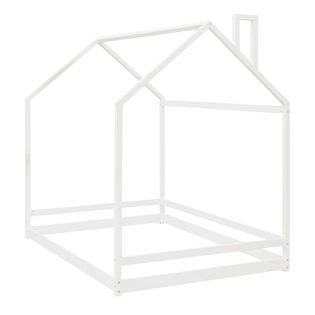 Bellemave Montessori Full House Bed Frame for Toddlers - White Wooden Floor Bed for Kids Bellemave