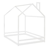 Bellemave Montessori Full House Bed Frame for Toddlers - White Wooden Floor Bed for Kids Bellemave