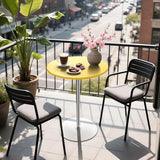 Athena Collection Round Bar Table 27.5"- 36" Height Adjustable Bistro Pub Table, Bar Height Cocktail Table with Swivel Top Metal Base, Tall Table for Home Bar Party Event, Yellow Athena Collection