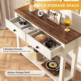 Homieasy Farmhouse Console Table with 2 Drawers, 32 Inch Small Sofa Table with Storage Shelf for Living Room, Behind Couch, Entryway Table for Hallway, Living Room, or Foyer, Brown and Antique White Homieasy