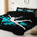 Black 3 Piece Duvet Cover Set, 1 Printed Zipper Closure Duvet Cover with 2 Pillow Shams, Ultra Soft Brushed Microfiber Single with Minimalist Girl Sports Generic