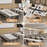 6-8 Person Conference Table Folding Conference Table for Office,Training, Seminar,Schools Modern Wood Conference Meeting Room Table Large Rectangular Conference Room Tables (6, White, 63in) JNMDLAKO