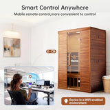 PABIMIA 2-Person Infrared Sauna, Smart App Control, WiFi & Bluetooth, Low EMF 1500W/120V LCD Heater, Indoor Home Sauna with Flame-Retardant Materials PABIMIA