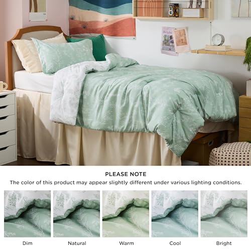 Bedsure Twin/Twin XL Comforter Set - Sage Green Bed Set, 2 Pieces Cute Floral Bedding, 1 Soft Reversible Botanical Flowers Comforter and 1 Pillow Sham Bedsure