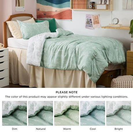 Bedsure Twin/Twin XL Comforter Set - Sage Green Bed Set, 2 Pieces Cute Floral Bedding, 1 Soft Reversible Botanical Flowers Comforter and 1 Pillow Sham Bedsure