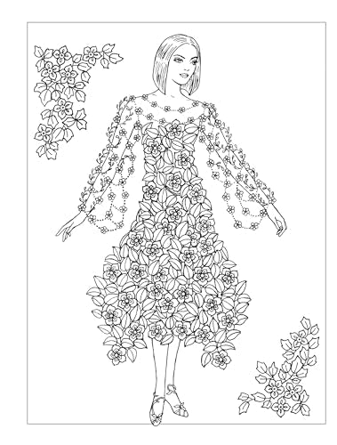 Creative Haven Enchanting Flower Fashions Coloring Book (Adult Coloring Books: Flowers & Plants) WoodArtSupply