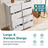OLIXIS 8 Drawer Storage Dresser with Wood Top - Wide Fabric Chest Organizer for Bedroom, Closet, Living Room,Tower Cabinet, TV Stand, Hallway Entryway Furniture,White OLIXIS