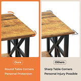 GreenForest Coffee Table with Round Corner, Farmhouse Center Table with 2-Tier Storage Shelf X-Frame Design for Living Room, 39 inch Walnut GreenForest