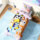 Get Trend Bluey Single Duvet Cover Set with Pillowcase for Boys, Girls, 53"x79", Soft Cotton Kids Bedding, Gifts for Kids (Multi Bluey) Get Trend