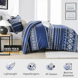 Bedduvit Boho Duvet Cover King - Navy King Duvet Cover Set,3 PCS Soft and Breathable 100% Cotton Summer Boho Duvet Cover King with Zipper Closure & 8 Ties (104"x90", No Comforter) Bedduvit