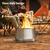 EAST OAK Fuoco Smokeless Fire Pit 21'' for Patio and Outdoor, Stainless Steel Firepit Wood Burning Fireplace with Carrying Bag, Portable Outdoor Fire Pit with Stand & Removable Ash Pan for Outside EAST OAK
