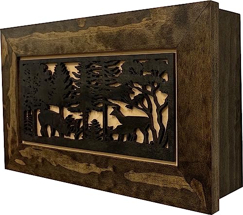 Bellewood Designs Decorative Deer Scene Wall-Mounted Secure Hidden Gun Cabinet - Concealed Gun Safe To Securely Store Your Gun & Home Self Defense Gear Bellewood Designs