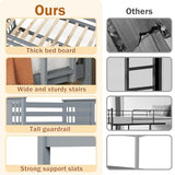 FUQARHY Bunk Bed Twin Over Twin with Storage Drawers, Gray Convertible Wood Twin Bunk Beds with Ladder and Safety Guardrail, No Box Spring Needed (Blue-Gray) FUQARHY