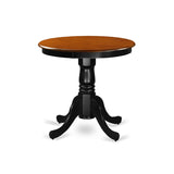 East West Furniture EMT-BCH-TP Eden Kitchen Dining Table - a Round Solid Wood Table Top with Pedestal Base, 30x30 Inch, Black & Cherry East West Furniture