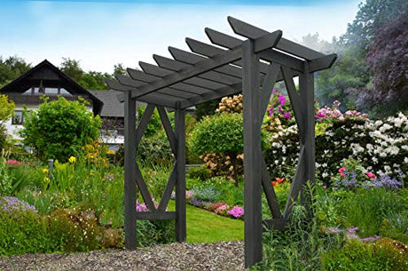 Vita Summerwood Craftsman Cedar Arbor, 91 inch x 40 inch x 85 inch, Opening Width 78.5 inches, Charcoal, FSC, Wood, Garden Décor Shade Arch, VA68895 Vita
