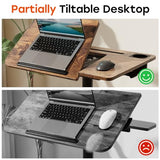 JOY worker Mobile Standing Desk, Height Adjustable Table, 60° Tiltable Rolling Laptop Desk, Portable Sit Stand Desk with Wheels Cup Holder for Bed Couch Hospital, Holds Up to 22lbs, Rustic JOY worker
