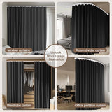 MaKefeile Room Divider Curtains & Flexible Bendable Tracks Set,Privacy Dividers Ceiling Track Curtain Window Blackout Curtains for Living Room Bedroom (W100 × H84 in 1 Panel Black Drape & White Rail) MaKefeile