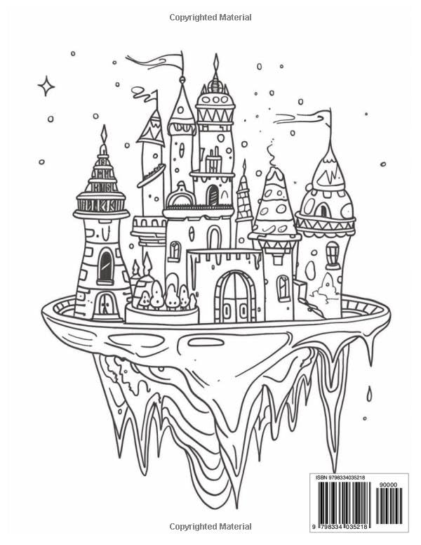 Floating Castles: Fun Fantasy Art Coloring Book For Kids Majosta