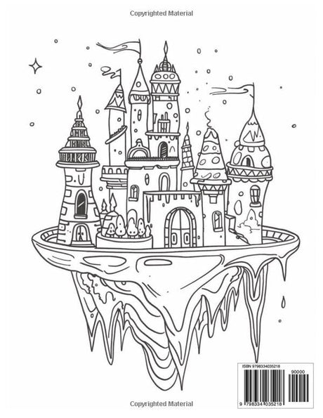 Floating Castles: Fun Fantasy Art Coloring Book For Kids Majosta