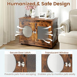 PETSITE 32.5 Inches Wooden Dog Crate Furniture, Decorative Industrial Indoor Dog Kennel Cage with Translucent Window, and Lockable Door, Pet House End Table Ideal for Small and Medium Dogs PETSITE