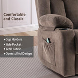 Ketaiyou Rocker Swivel Recliner Chair for Adults, Overstuffed Large Manual Recliner Glider with Massage and Heat, Comfy Soft Fabric Living Room Reclining Sofa Chair (Cocoa1)