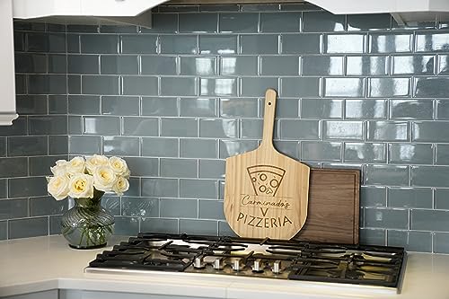 Personalized Wood Pizza Board/ 14 Inch Pizza Peel, Wood Pizza Peel (Custom Name) The Paisley Box