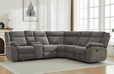 Secsofier Power Premium Fabric Reclining Sectional Sofa Set, Zero Gravity Recliner Couch with USB Port 1 Console Storage 2 Cup Holders (Power, 1 Console)