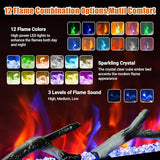 50 Inch Smart Electric Fireplace with Alexa & WiFi, Wall Mounted/Recessed Insert, 1500w Heater, Remote & Touch Control, 25 Flame/Ember Colors, Timer & Adjustable Heat, Black Takywep