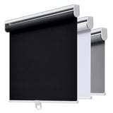 AOSKY Cordless Roller Shades Blackout Blinds for Windows Room Darkening Rolled Up Shades with Spring System, UV Protection Window Shades Door Blinds for Home and Office (23" W x 72" H, Black) AOSKY