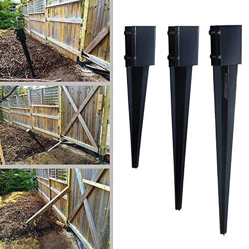 Fence Post Anchor Ground Spike Metal Black Powder Coated 24 x 4 x 4 Inches Outer Diameter (Inner Diameter 3.5 x3.5 Inches), Pack of 1 MTB SUPPLY