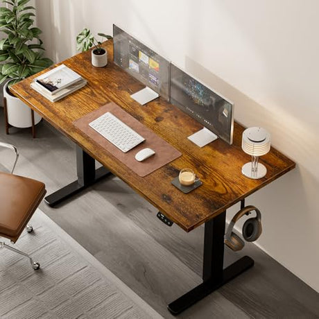Acrolix Electric Standing Desk with Cable Management, 48 X 24 Inches Sit Stand up Desk,2 Memory Preset for Home Office&Gaming&Living Table with Splice Board (Rustic Brown Desktop) Acrolix