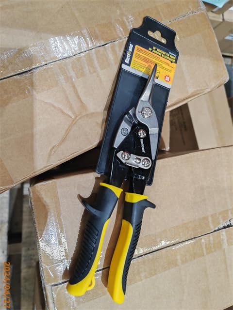 HURRICANE 10 Inch Aviation Tin Snips, Heavy Duty Metal Cutter Shears for Cutting Sheet Metal, Straight Cut, Chrome Vanadium Steel HURRICANE