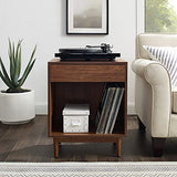 Crosley Furniture Liam End Table and Record Player Stand with Storage for Vinyl Records, Walnut Crosley Furniture