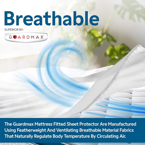 Guardmax Jersey Knitted Cot Size Mattress Protector - Waterproof & Dust Mite Proof Mattress Cover with Stretchable Pockets - Soft, Comfortable, & Noiseless Waterproof Fitted Sheet.(33 x 75 X 12) Guardmax
