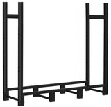 Khordin 4ft Firewood Rack Adjustable Heavy Duty Fire Wood Stand Holder for Outdoor Indoor Fireplace Log Storage, Metal Lumber Stacker Organizer, Black Khordin