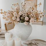 SilkSerenade Large White Round Vase for Flowers & Table Centerpieces - 11 Inch Rustic Textured Earthy Stone Look, Matte Big Vessel Decorative Arina Modern Farmhouse Wabi Sabi Decor Living Dining Room Silk Serenade
