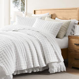 WDCOZY White King Size Quilt Bedding Sets with Pillow Shams, Lightweight Soft Bedspread Coverlet, Quilted Blanket Thin Comforter Bed Cover, All Season Summer Spring, 3 Pieces, 104x90 inches WDCOZY