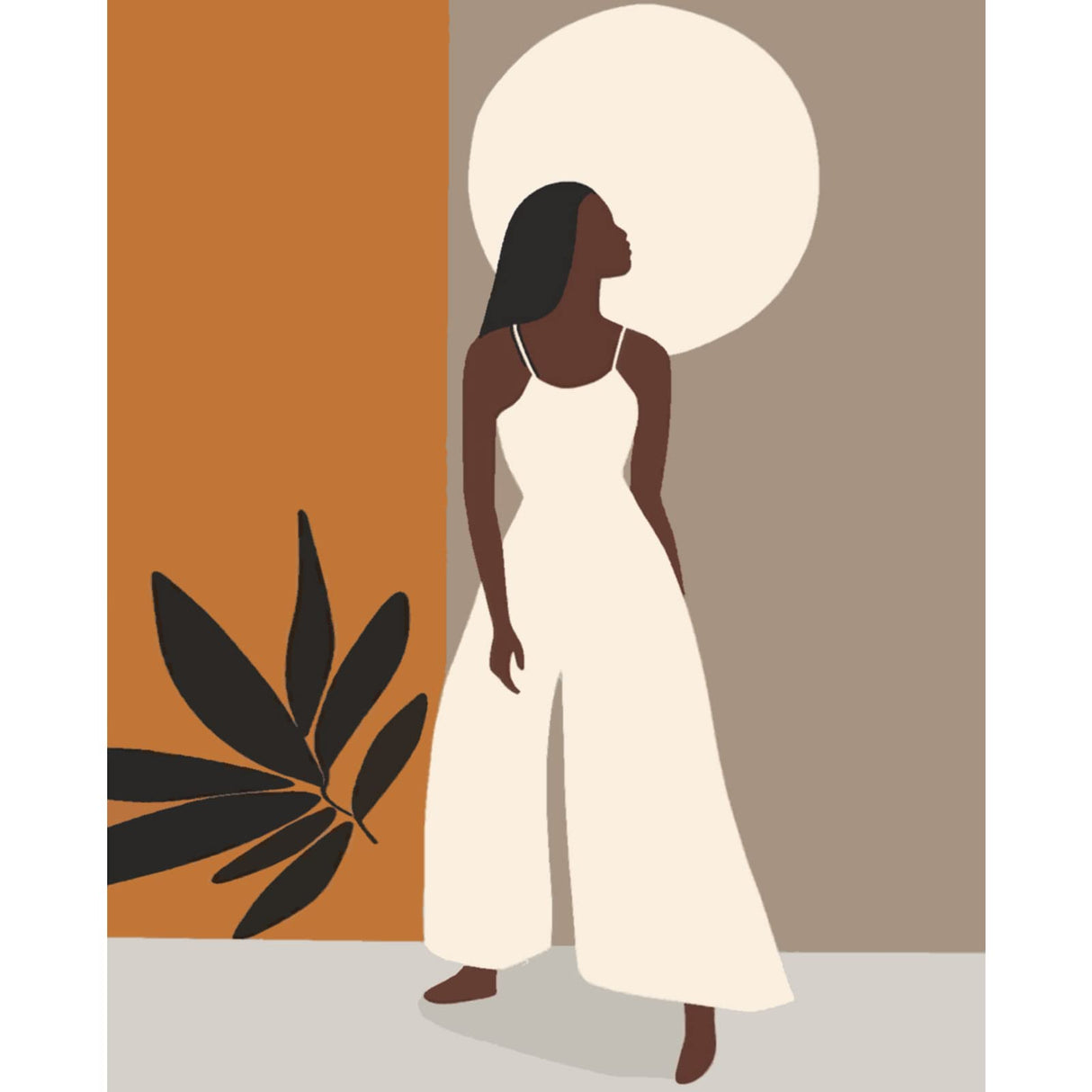 Afro Girl Painting Fashion Black Women Paint by Number Kits 16 x 20 inch Canvas DIY Tropical Leaves Oil Painting for Kids Adults Beginner with Brushes and Acrylic Nordics Boho Art Gift(Frameless) TUMOVO
