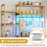 FORABAMB 10-Tier Bamboo Bakers Rack with Power Outlets and RGB LED Lights FORABAMB