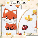 Louise Maelys Starter Embroidery Kits with Fox Pattern DIY Full Range Easy Needlepoint Cross Stitch Kits for Adults, Beginners with Stamped Animal Pattern