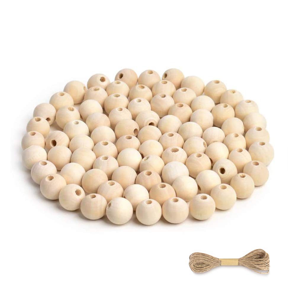 Hagao Natural Wood Beads Round Ball Wooden Loose Beads Unfinished Wood Spacer Beads for Craft-Making 200pcs (16mm) Hagao