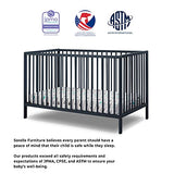 Sorelle Furniture Happy Crib 3-in-1 Convertible Crib, Made of Sustainable Beech Wood, Wooden Baby Bed, Toddler Bed and Child’s Daybed, Simplistic Nursery Furniture (Midnight) Sorelle