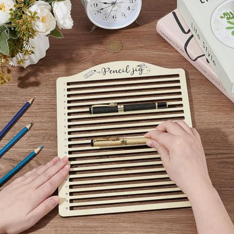 BENECREAT 20-Slot Laser Engraving Jig, Wood Pencil Fixture, Multi-Pencil Clamping Tool for Creative Pen Making, DIY Projects & Artisan Creations, 7.8x0.3" ID BENECREAT