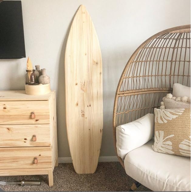 Handmade 6 foot wood surfboard wall art unfinished raw wood decor sign. Ships Fast. unique gift idea sign (Made in USA) WoodArtSupply