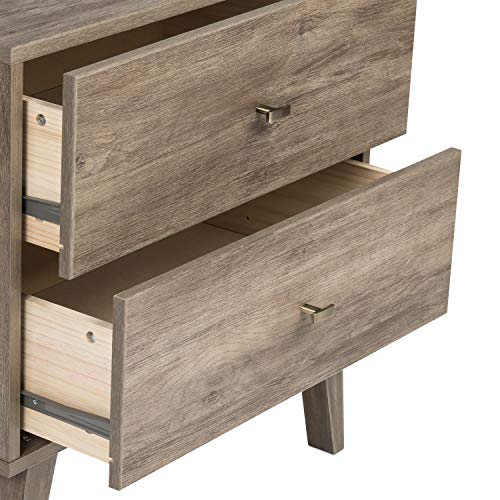 Prepac Milo Mid-Century 6 Drawer Dresser For Bedroom, 16" D x 52.25" W x 33" H, Drifted Gray Prepac